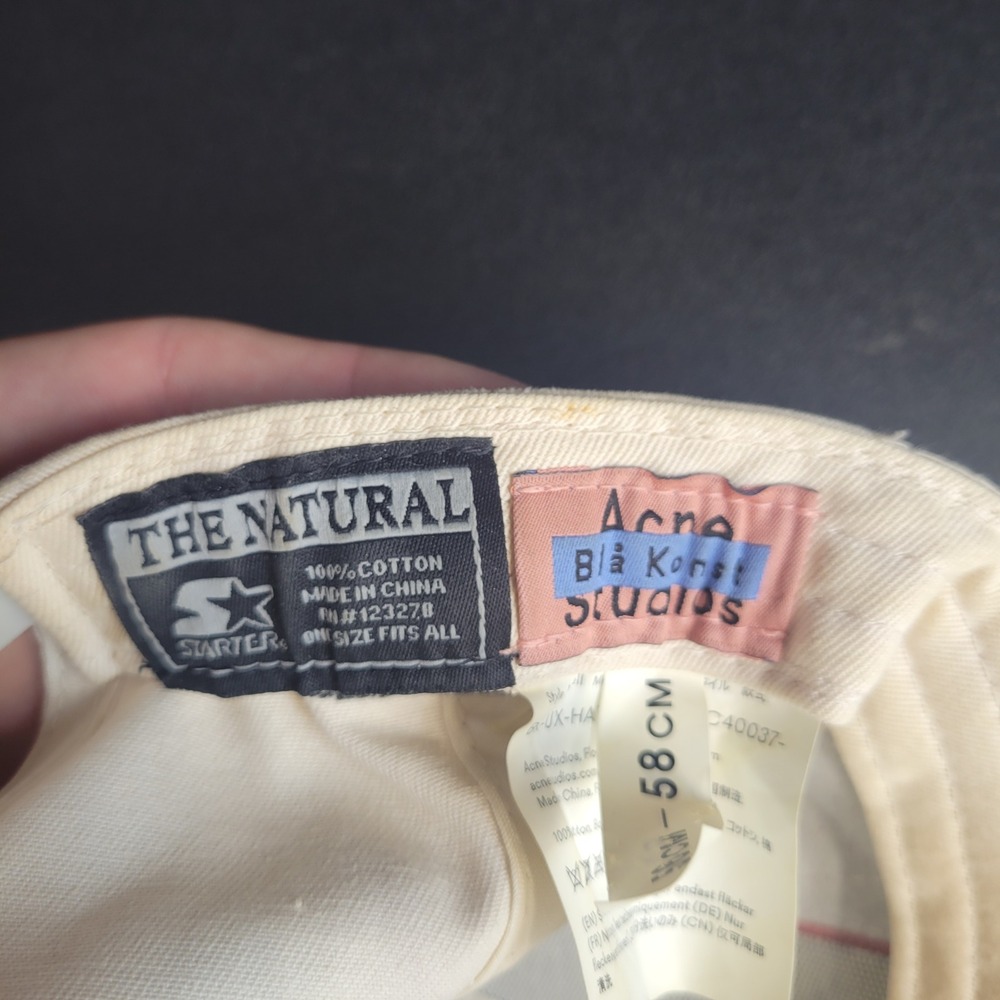 Acne Studios x Starter Hat Mens OS Cream Snapback Bla Konst Multi-Patch Cap - Picture 5 of 8